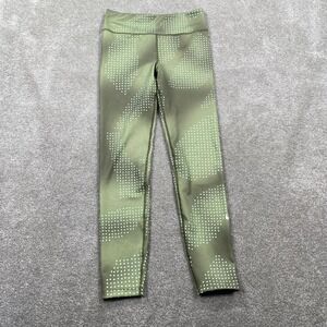 Nike Girls Dri-FIT Leggings Olive Green Mint Dot Pattern Athletic Tights Size M